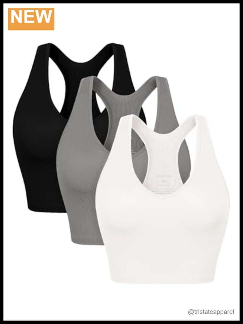 ODODOS Seamless Racerback Crop Tank Top Ribbed Knit Slim Fit Women